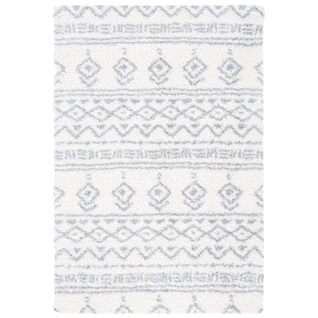 Safavieh Parma Shag Power Loomed Rectangle Area Rug; Ivory & Grey - 8 x 10 ft. PMA544A-8